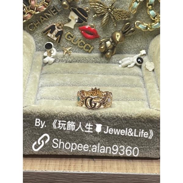 GUCCI 超美 玫瑰金色 經典 花朵 寶石  二手 造型 戒指-細節圖2