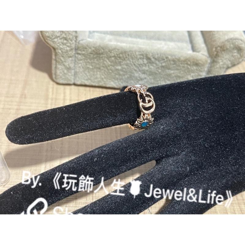 GUCCI 超美 玫瑰金色 經典 花朵 寶石  二手 造型 戒指-細節圖8