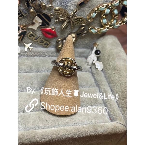 LOUIS VUITTON  LV 基本款 金銀雙色 亮面  二手 造型 戒指-細節圖2