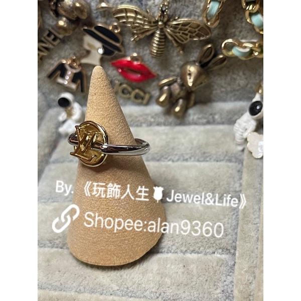 LOUIS VUITTON  LV 基本款 金銀雙色 亮面  二手 造型 戒指-細節圖3