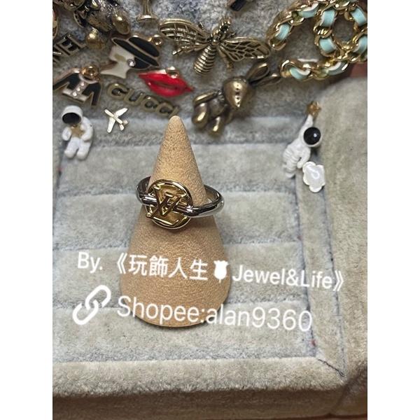 LOUIS VUITTON  LV 基本款 金銀雙色 亮面  二手 造型 戒指-細節圖5