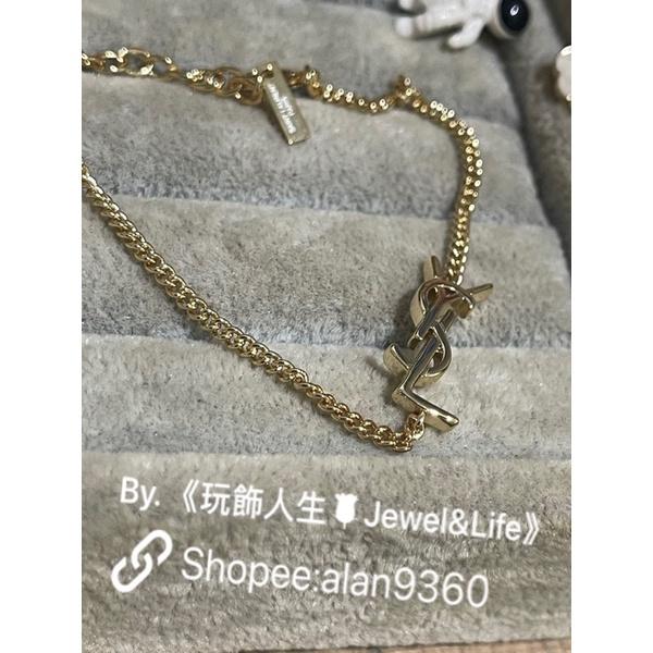 Saint Laurent Paris YSL 經典 LOGO 清新 二手 金色  造型 手鍊-細節圖3
