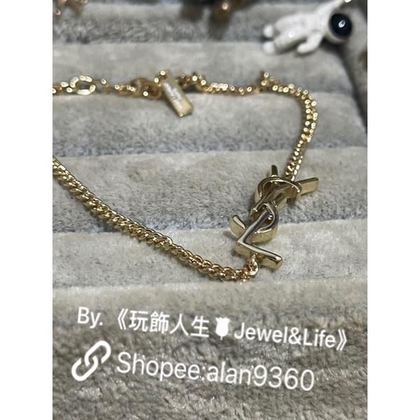 Saint Laurent Paris YSL 經典 LOGO 清新 二手 金色  造型 手鍊-細節圖4