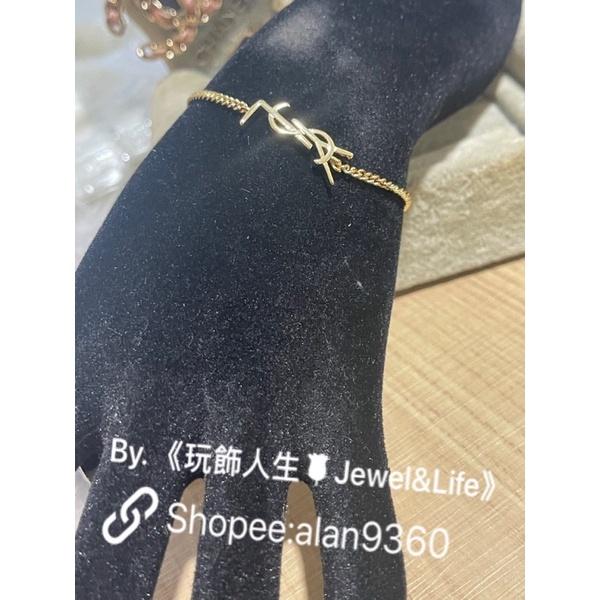 Saint Laurent Paris YSL 經典 LOGO 清新 二手 金色  造型 手鍊-細節圖7