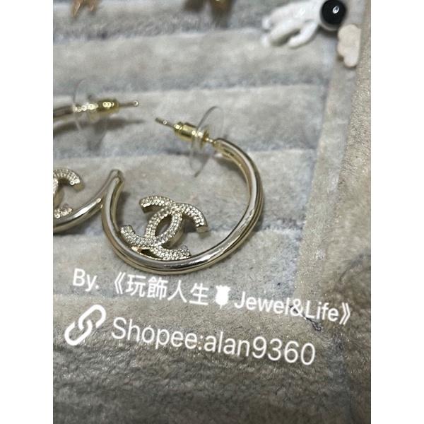 CHANEL 香奈兒 超美 淡金色 半圓 百搭 二手 素面 麥穗  造型 耳環-細節圖4