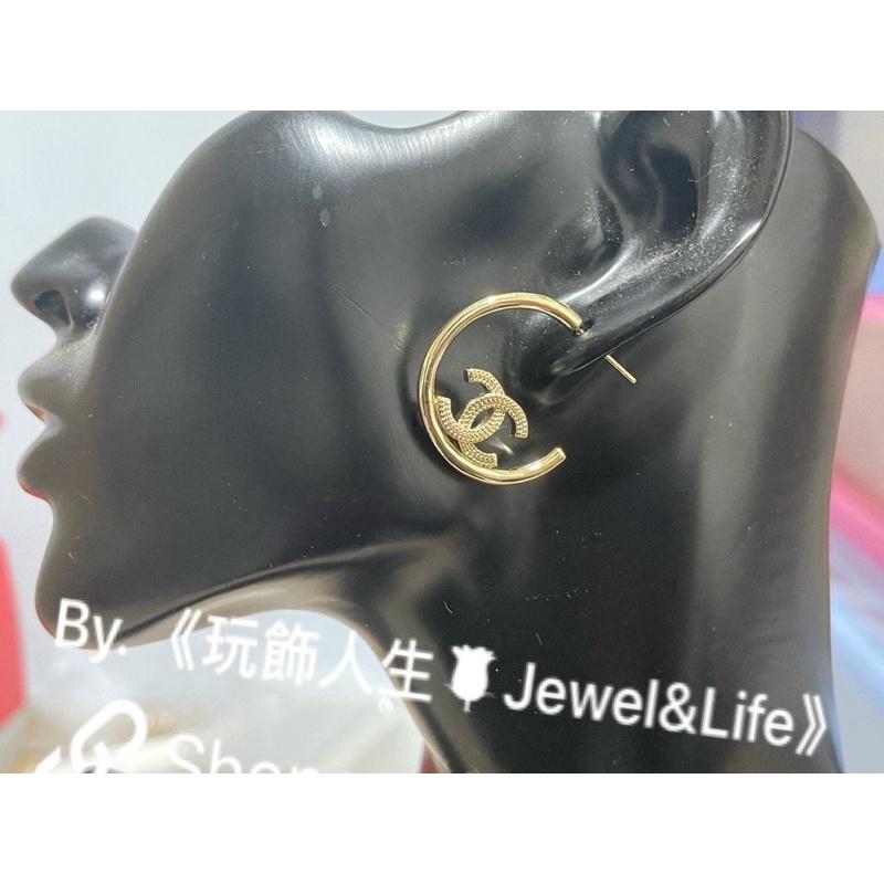 CHANEL 香奈兒 超美 淡金色 半圓 百搭 二手 素面 麥穗  造型 耳環-細節圖7