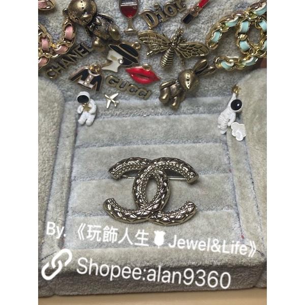 CHANEL 香奈兒 超美 經典 菱格紋 麥穗系列 淡金色  素面 百搭 二手 造型 胸針-細節圖2