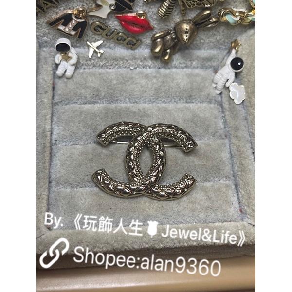 CHANEL 香奈兒 超美 經典 菱格紋 麥穗系列 淡金色  素面 百搭 二手 造型 胸針-細節圖7