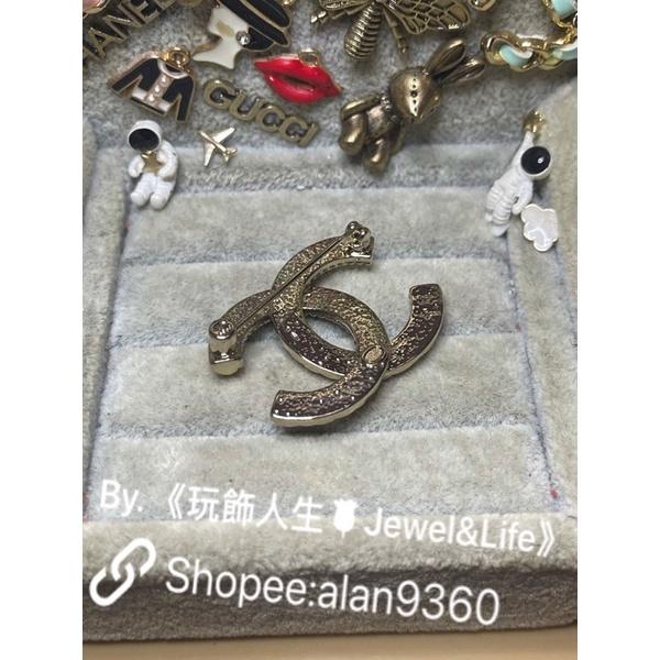 CHANEL 香奈兒 超美 經典 菱格紋 麥穗系列 淡金色  素面 百搭 二手 造型 胸針-細節圖9