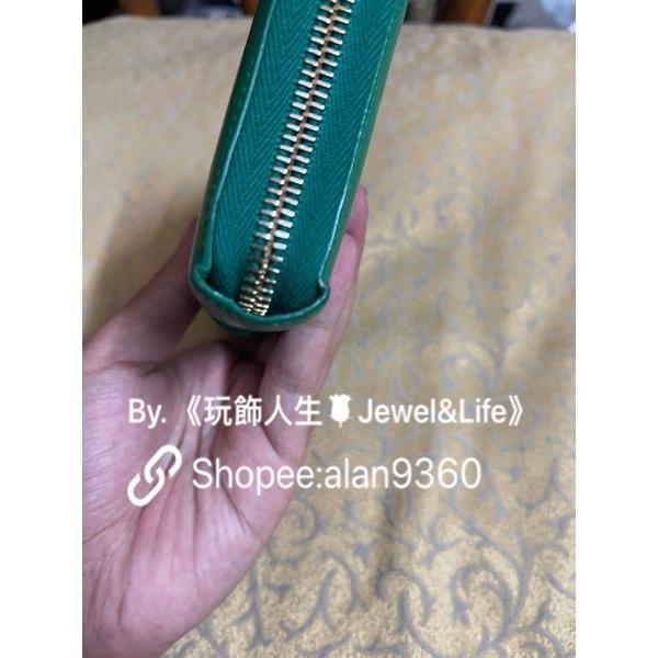 Saint Laurent Paris YSL 經典 二手 復古 Y 金色 竹子綠 ㄇ型 長夾-細節圖4