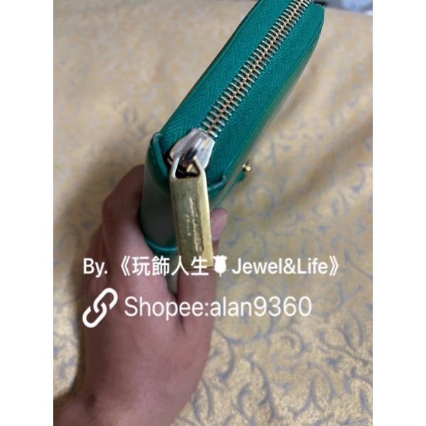 Saint Laurent Paris YSL 經典 二手 復古 Y 金色 竹子綠 ㄇ型 長夾-細節圖5
