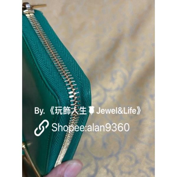 Saint Laurent Paris YSL 經典 二手 復古 Y 金色 竹子綠 ㄇ型 長夾-細節圖6