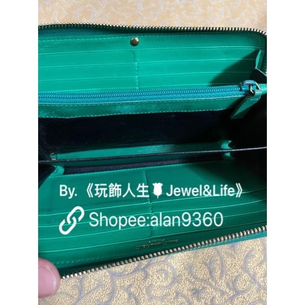 Saint Laurent Paris YSL 經典 二手 復古 Y 金色 竹子綠 ㄇ型 長夾-細節圖8