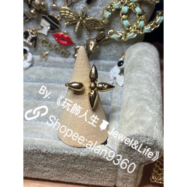 Louis Vuitton LV 氣質  經典四葉草 金色 造型 穿搭 二手 戒指-細節圖2