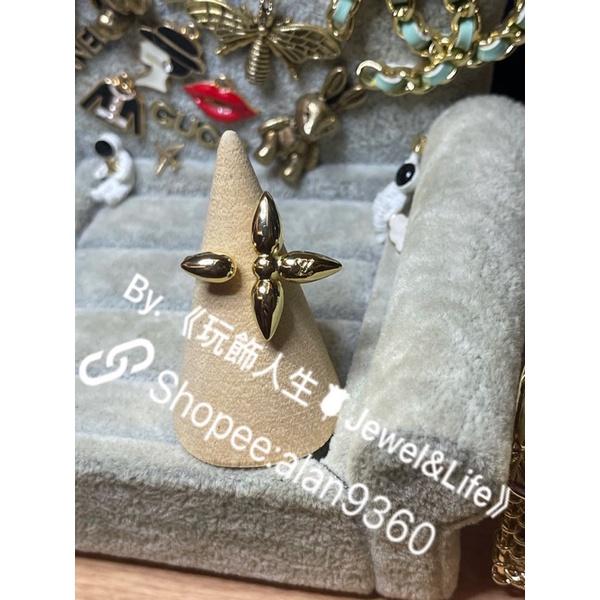 Louis Vuitton LV 氣質  經典四葉草 金色 造型 穿搭 二手 戒指-細節圖3