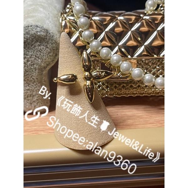 Louis Vuitton LV 氣質  經典四葉草 金色 造型 穿搭 二手 戒指-細節圖6