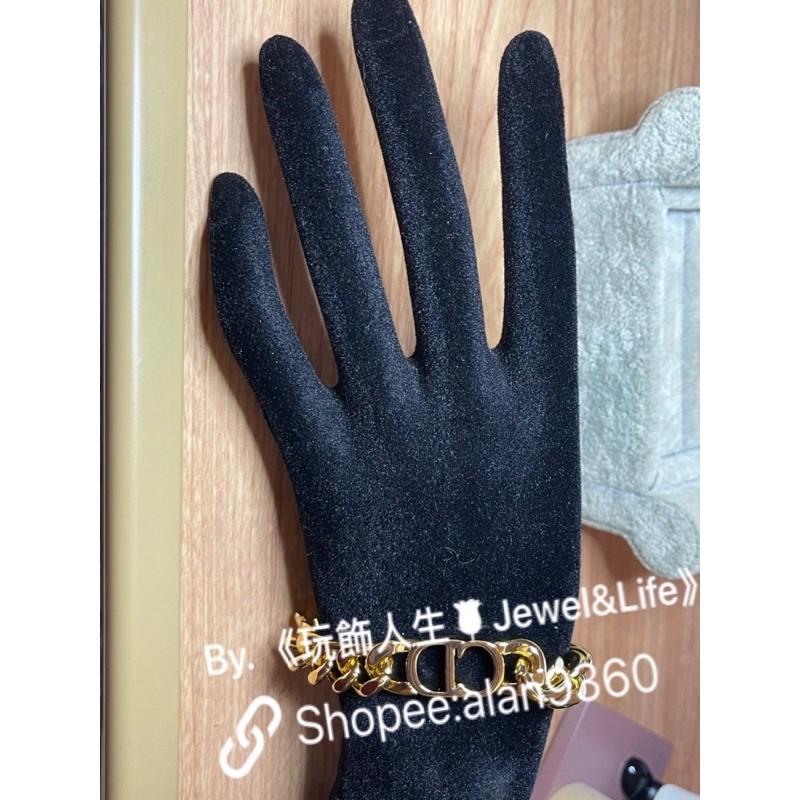 DIOR 超美  素面 亮金色 粗圈 CD 二手 造型 手鍊-細節圖6