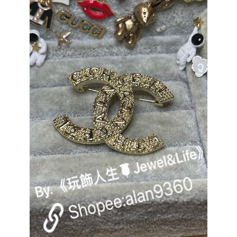 CHANEL 香奈兒 超美  金色 字母 雙C二手  logo 胸針-細節圖3