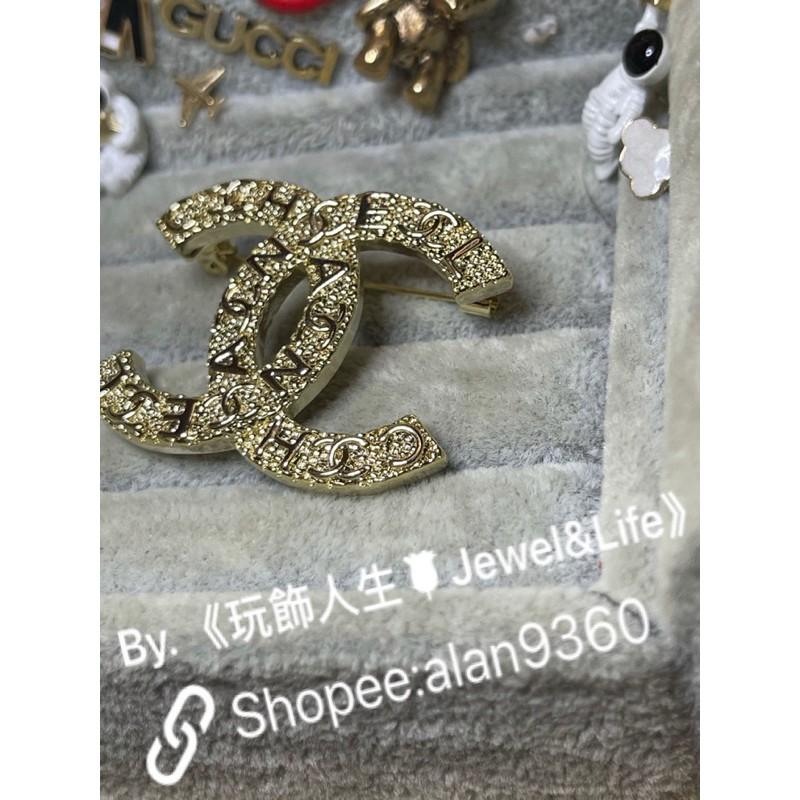 CHANEL 香奈兒 超美  金色 字母 雙C二手  logo 胸針-細節圖4