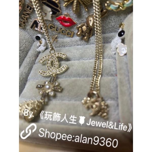 CHANEL 香奈兒 超美 巴洛克 雙C 鏤空 淡金色 二手 水鑽 珍珠 造型 項鍊-細節圖3