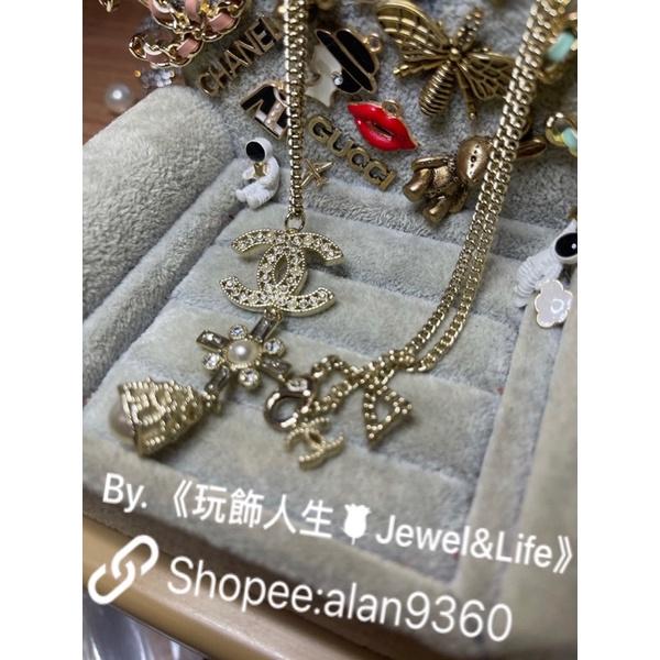 CHANEL 香奈兒 超美 巴洛克 雙C 鏤空 淡金色 二手 水鑽 珍珠 造型 項鍊-細節圖5