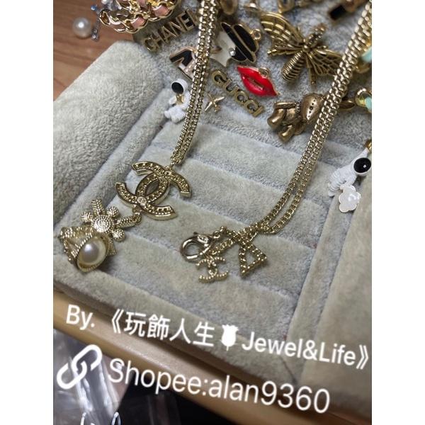 CHANEL 香奈兒 超美 巴洛克 雙C 鏤空 淡金色 二手 水鑽 珍珠 造型 項鍊-細節圖6