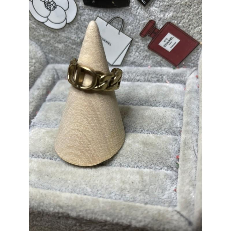 DIOR 迪奧  超美 復古金 CD 鏈條 百搭 二手 造型戒指-細節圖4