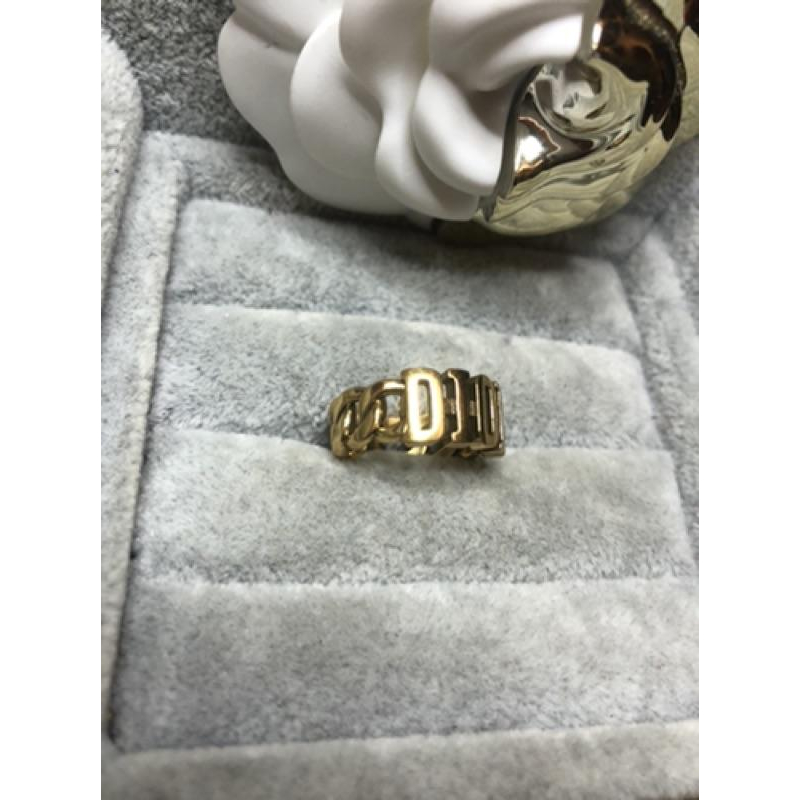 DIOR 超美  鏈條 復古金 素面 二手 字母 戒指-細節圖3