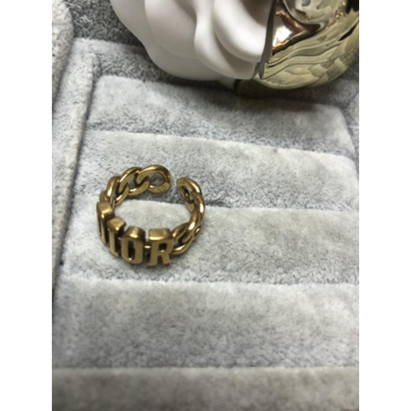 DIOR 超美  鏈條 復古金 素面 二手 字母 戒指-細節圖4