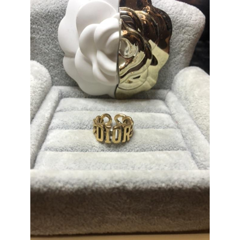 DIOR 超美  鏈條 復古金 素面 二手 字母 戒指-細節圖6