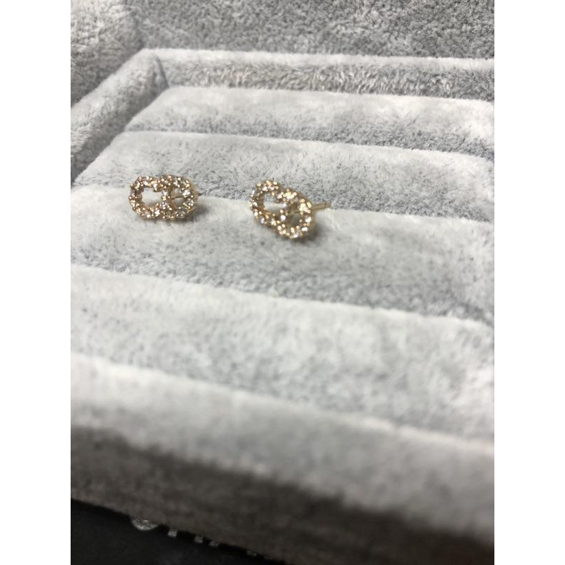 Dior  迷你 mini 水鑽 logo 二手 耳環-細節圖4