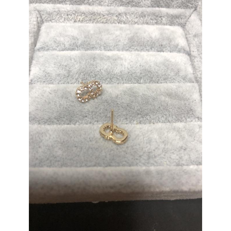 Dior  迷你 mini 水鑽 logo 二手 耳環-細節圖5