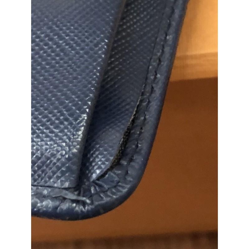 PRADA 深藍色 經典 二手 防刮 三折 短夾-細節圖7