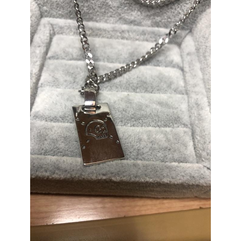 GUCCI 亮銀  軍牌 塗鴉 經典紋路 二手 項鍊-細節圖6