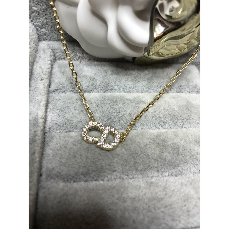 Dior 經典  CD 水鑽 金色 鎖骨 二手 項鍊-細節圖3