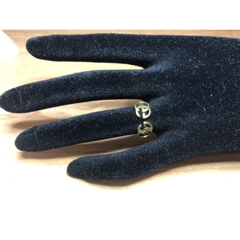 GUCCI 超美  復古金 開口 雙G logo 造型 二手 戒指-細節圖6