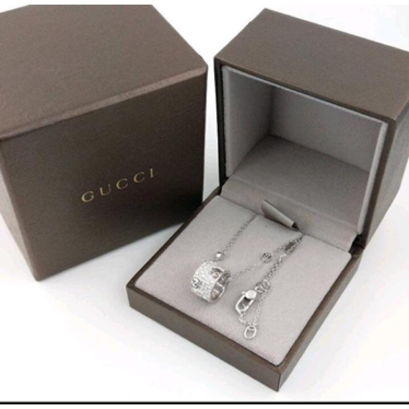 GUCCI 二手 18白K金 真鑽 項鍊-細節圖8