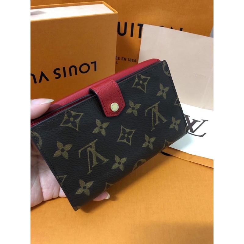 LOUIS VUITTON LV 經典 原花字紋 紅色內裡 牛皮 中夾-細節圖2