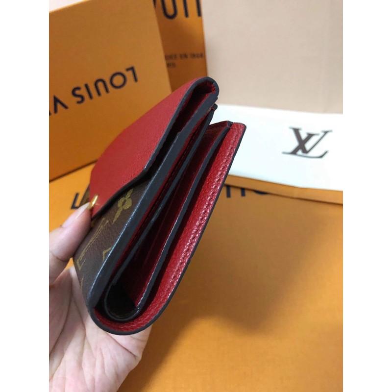 LOUIS VUITTON LV 經典 原花字紋 紅色內裡 牛皮 中夾-細節圖3