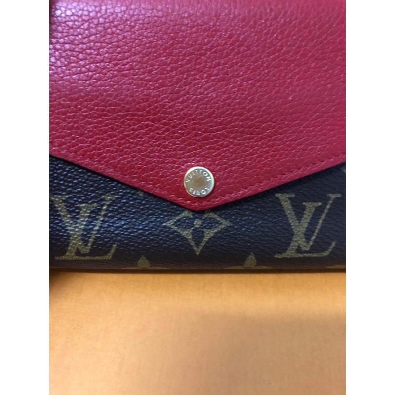 LOUIS VUITTON LV 經典 原花字紋 紅色內裡 牛皮 中夾-細節圖4