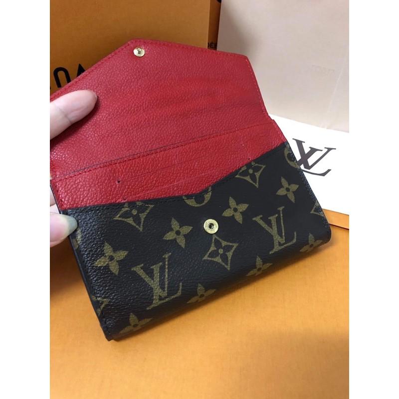 LOUIS VUITTON LV 經典 原花字紋 紅色內裡 牛皮 中夾-細節圖5