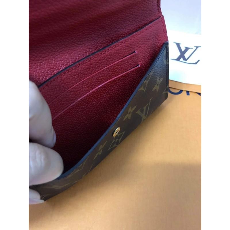 LOUIS VUITTON LV 經典 原花字紋 紅色內裡 牛皮 中夾-細節圖6