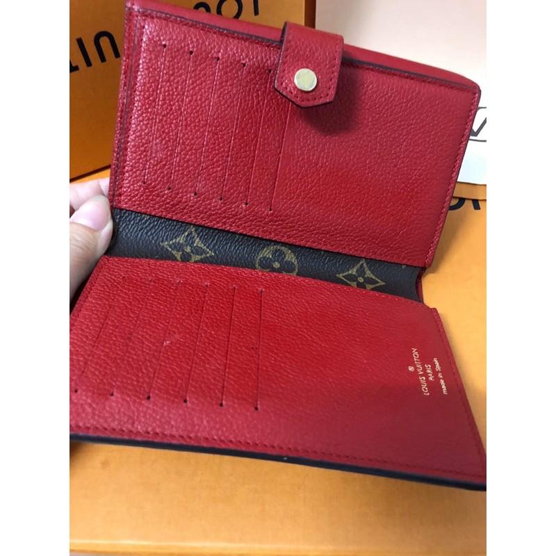 LOUIS VUITTON LV 經典 原花字紋 紅色內裡 牛皮 中夾-細節圖7