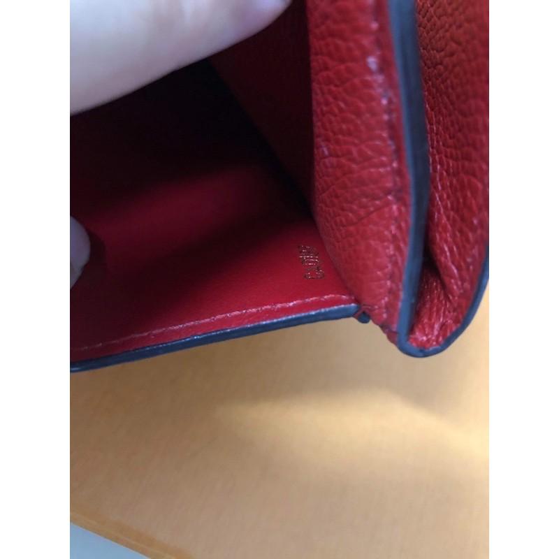 LOUIS VUITTON LV 經典 原花字紋 紅色內裡 牛皮 中夾-細節圖9