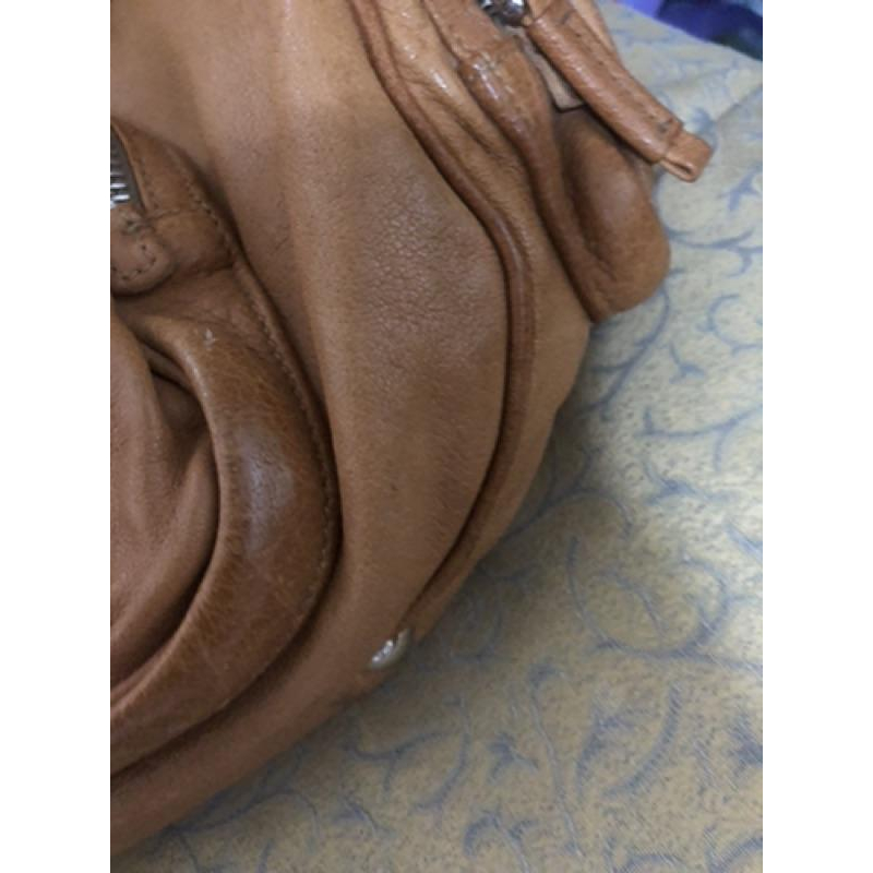 PRADA 經典 二手 駝咖啡 牛皮 肩背 手提 斜背 三用包-細節圖4