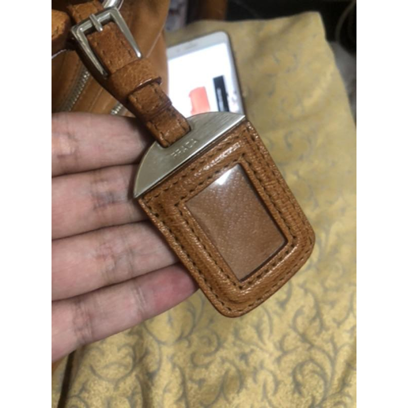 PRADA 經典 二手 駝咖啡 牛皮 肩背 手提 斜背 三用包-細節圖7