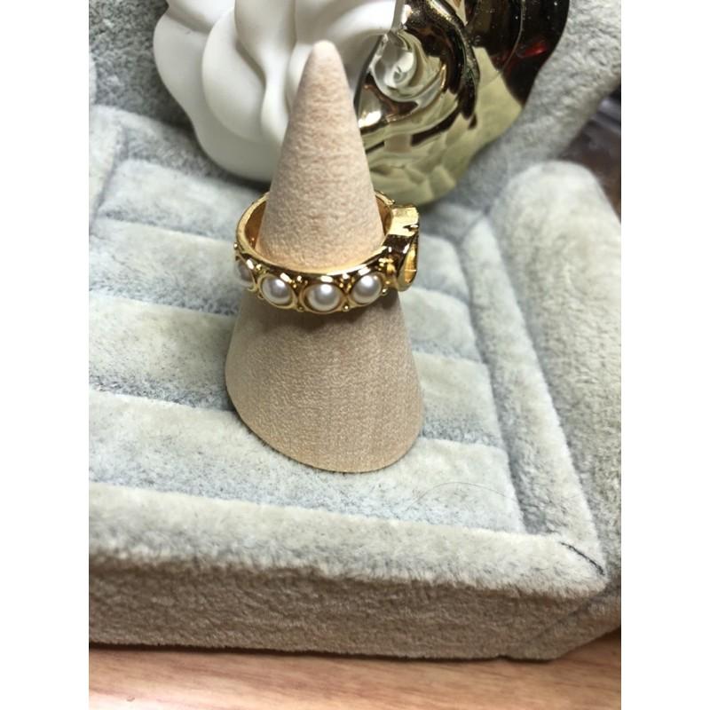 DIOR 超美  珍珠 CD 造型 二手 金色 戒指-細節圖2