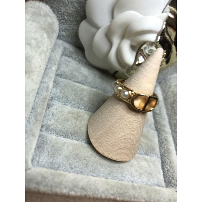 DIOR 超美  珍珠 CD 造型 二手 金色 戒指-細節圖4