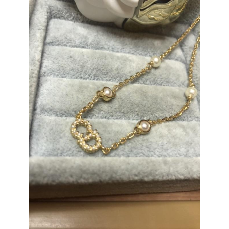 DIOR 經典  金色 珍珠 二手 項鍊-細節圖3