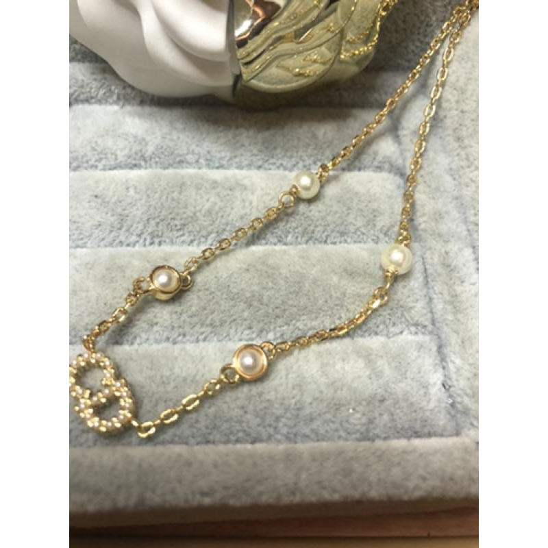 DIOR 經典  金色 珍珠 二手 項鍊-細節圖4